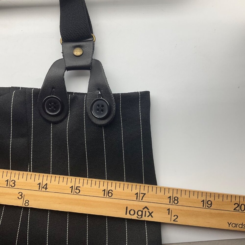 Unique Vintage XL Thelma Black Pinstripe High-Waisted Wide-Leg Pants Suspenders - Picture 15 of 16